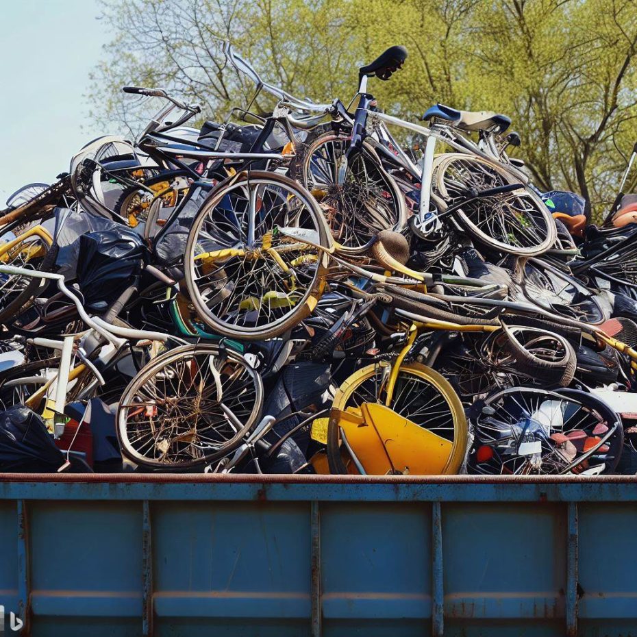 dumpster full of bikes